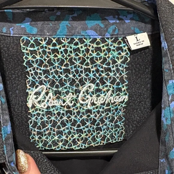 MENS ROBERT GRAHAM BLACK DRESS SHIRT - Picture 4 of 7